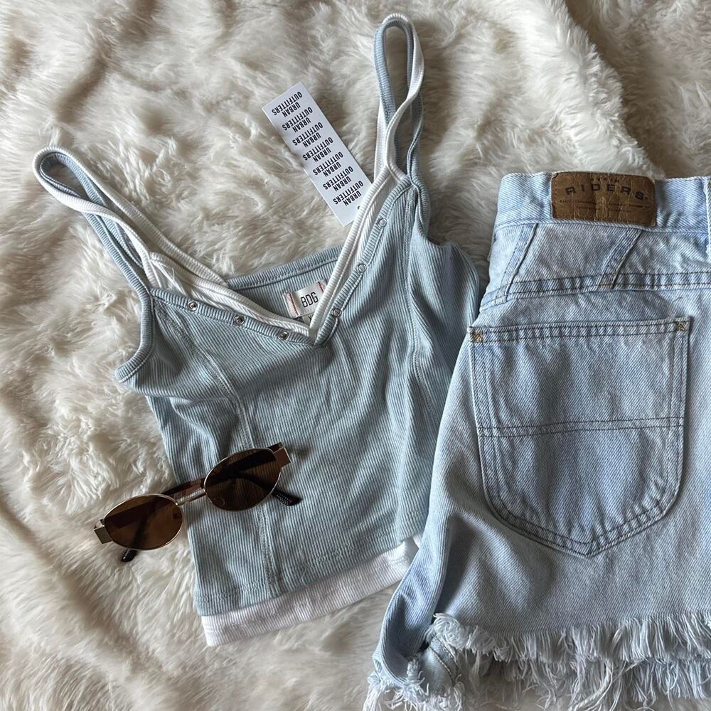 Bdg Women's Blue Double Layered Tank